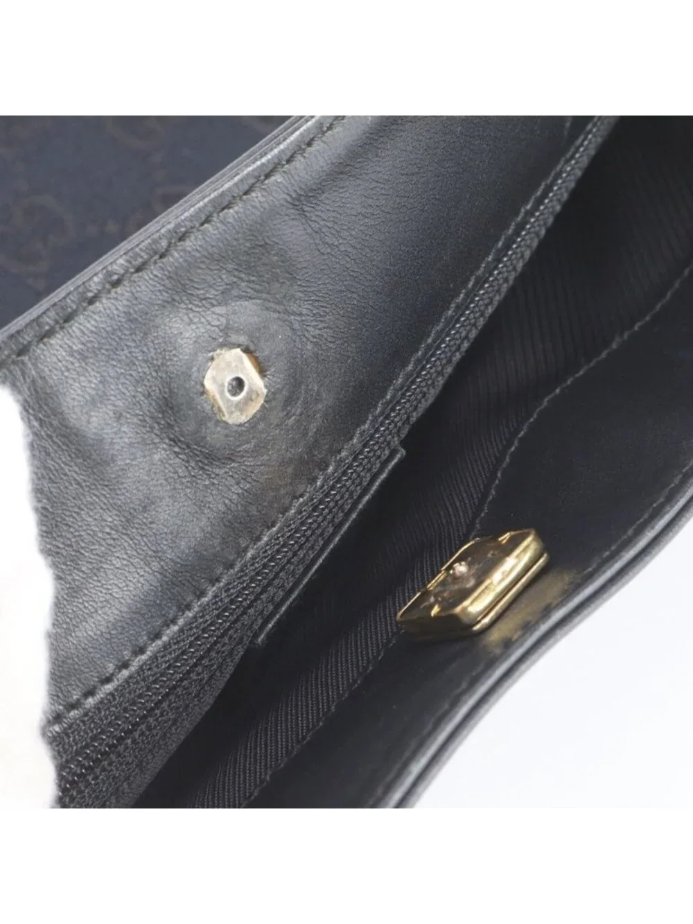 Gucci GG Canvas Leather Shoulder Bag Black